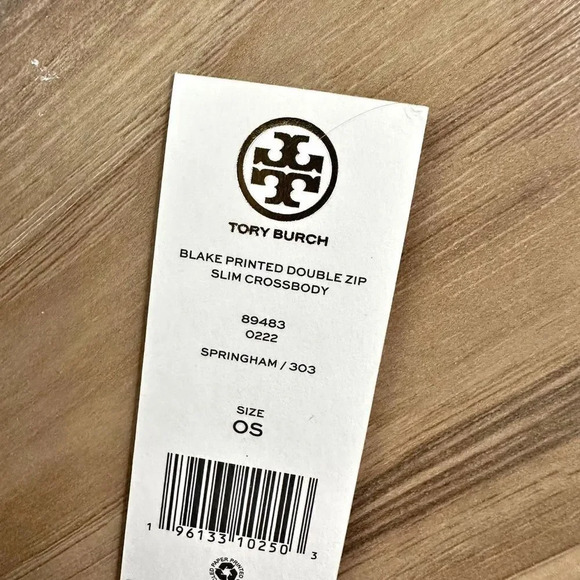 TORY BURCH | Blake Green White Gingham Crossbody Double Zip 3 Compartment Bag - Picture 5 of 12